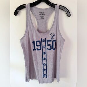 Snoopy Women’s Tank Top Baseball Size Large Peanuts Racerback gray